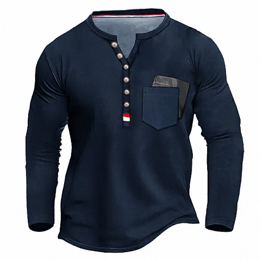 

Herren-T-Shirt Henley Mit Webdetails In Rot Weiß Und Blau