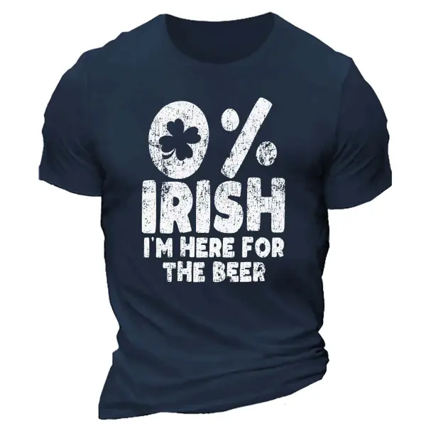 Men's Irish I'm Here For The Beer Lover Green St. Patrick's Day Daily Casual Short Sleeve Crew Neck T-Shirt - Trisunshine.com 