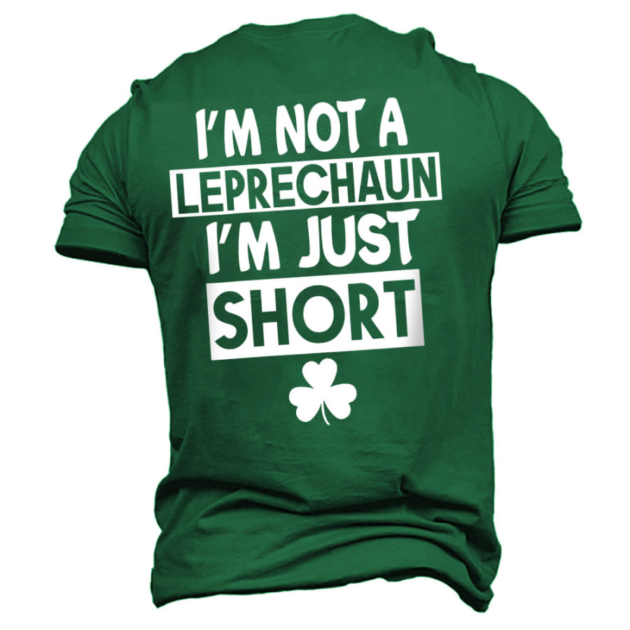 

Мужская повседневная футболка с круглым вырезом с короткими рукавами «Я не лепрекон я просто короткий» «Счастливчик тебе» День Святого Патрика трилистник