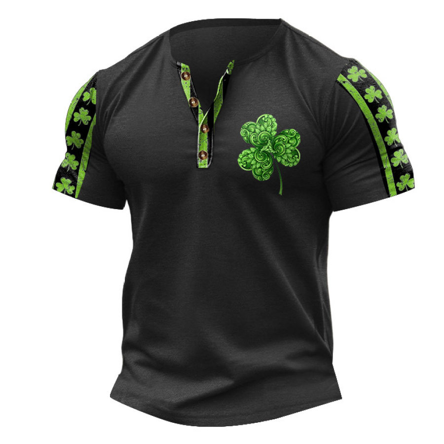 

T-Shirt Homme Henley St. Patrick's Day Shamrock Vintage Manches Courtes Eté Quotidien Hauts