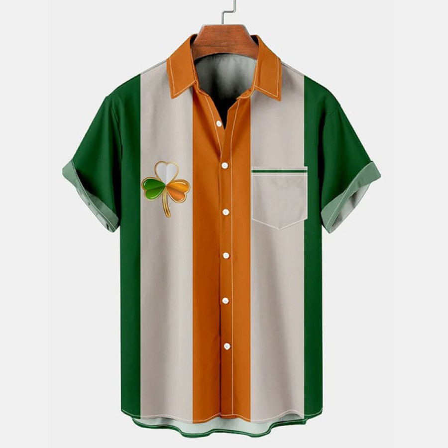 

Мужская рубашка с коротким рукавом в стиле ирландского трилистника на день Святого Патрика Гавайская рубашка для летних каникул