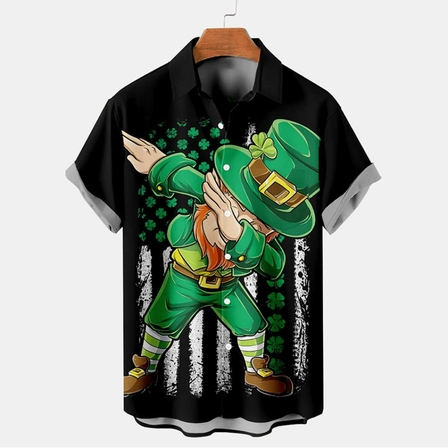 

Camisa Hawaiana De Manga Corta Para Vacaciones De Verano Hawaiana Con Trébol De Elfo Del Día De San Patricio Para Hombre