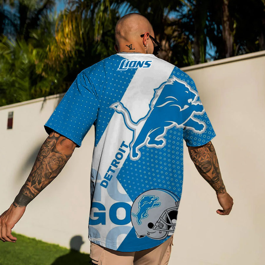 

T-shirt Surdimensionné à Manches Courtes Du Super Bowl De La NFL Des Detroit Lions Pour Hommes Bleu