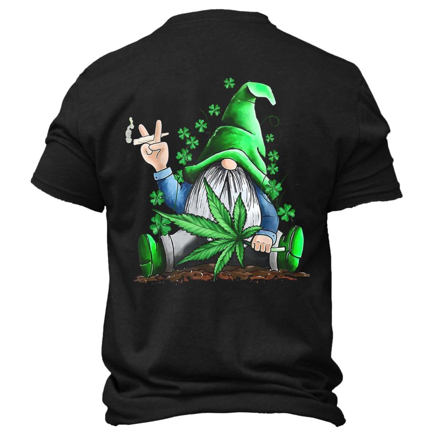 

St. Patrick's Day Cute Gnomes Pot Leaf Shamrock Daily Casual Kurzarm-T-Shirt Mit Rundhalsausschnitt Für Herren