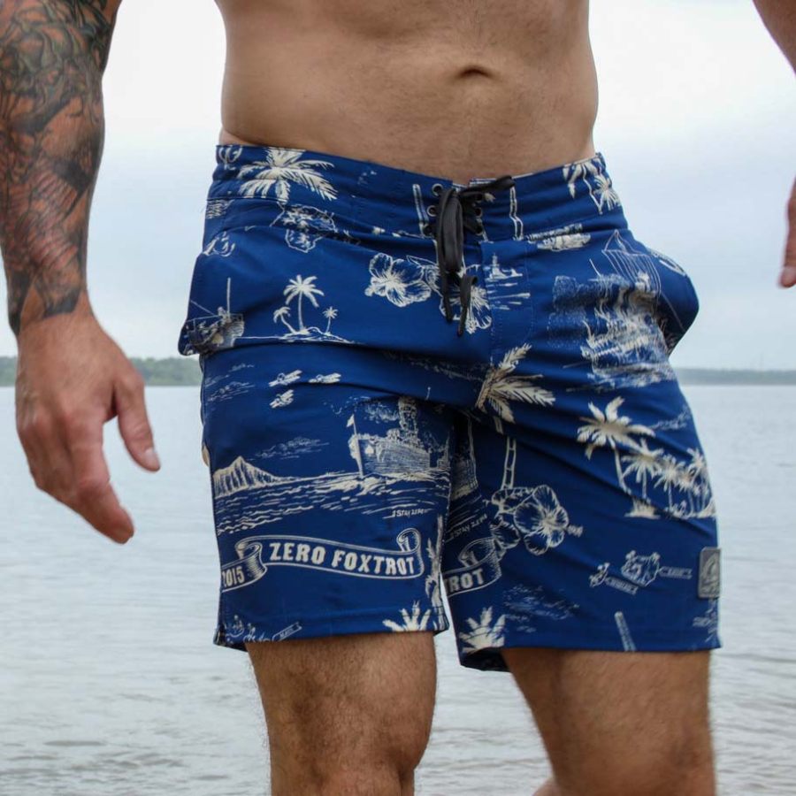 

Men's Board Shorts Coconut Tree Hibiscus Beach Summer Daily Shorts