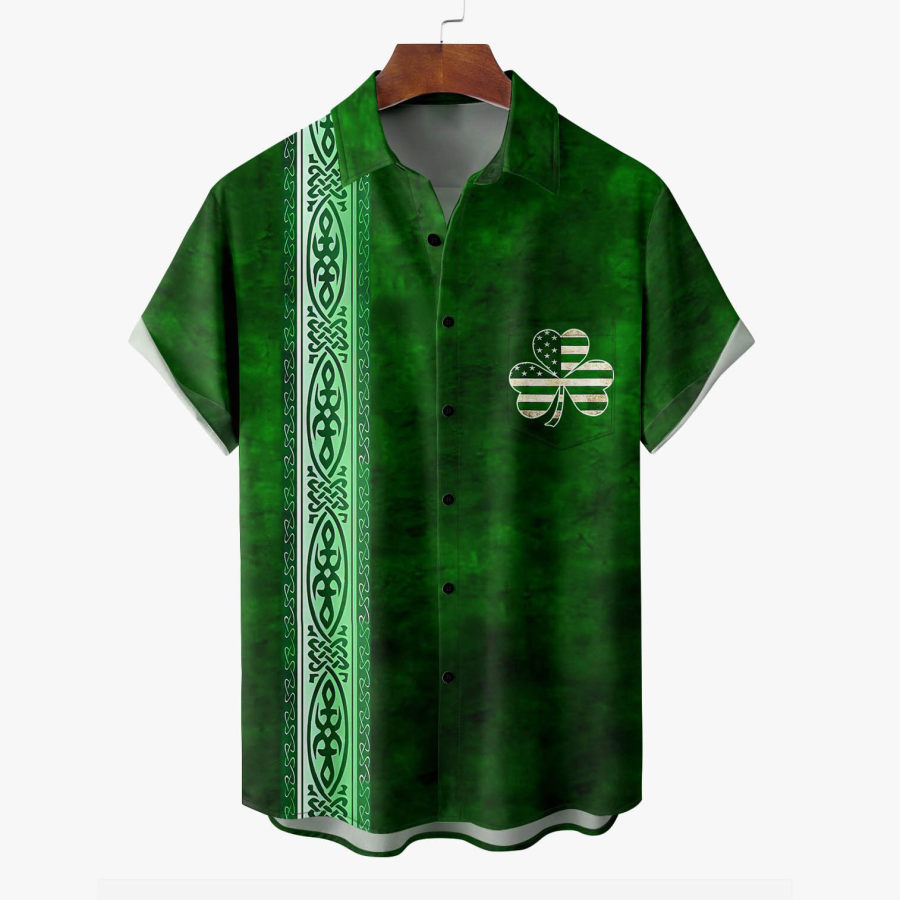 

Chemise à Manches Courtes Pour Hommes Trèfle De La Saint-Patrick Irlandais Hawaïen Vacances D'été