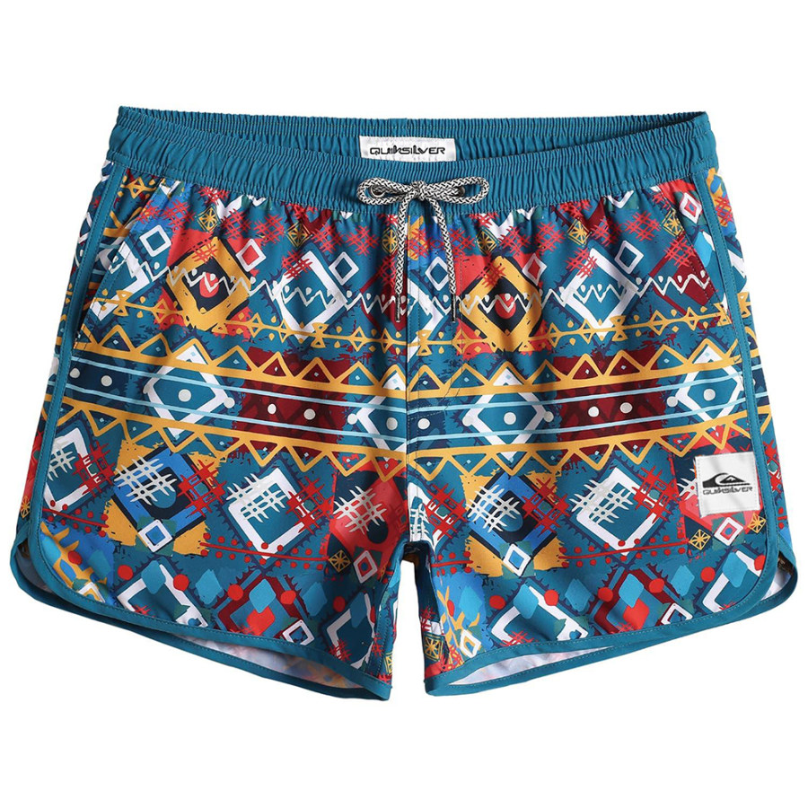 

Quiksilver Mens Bohemian Diamond Pattern Swim Trunks 4.5 Inch Surf Shorts Mesh Lining Beach Shorts