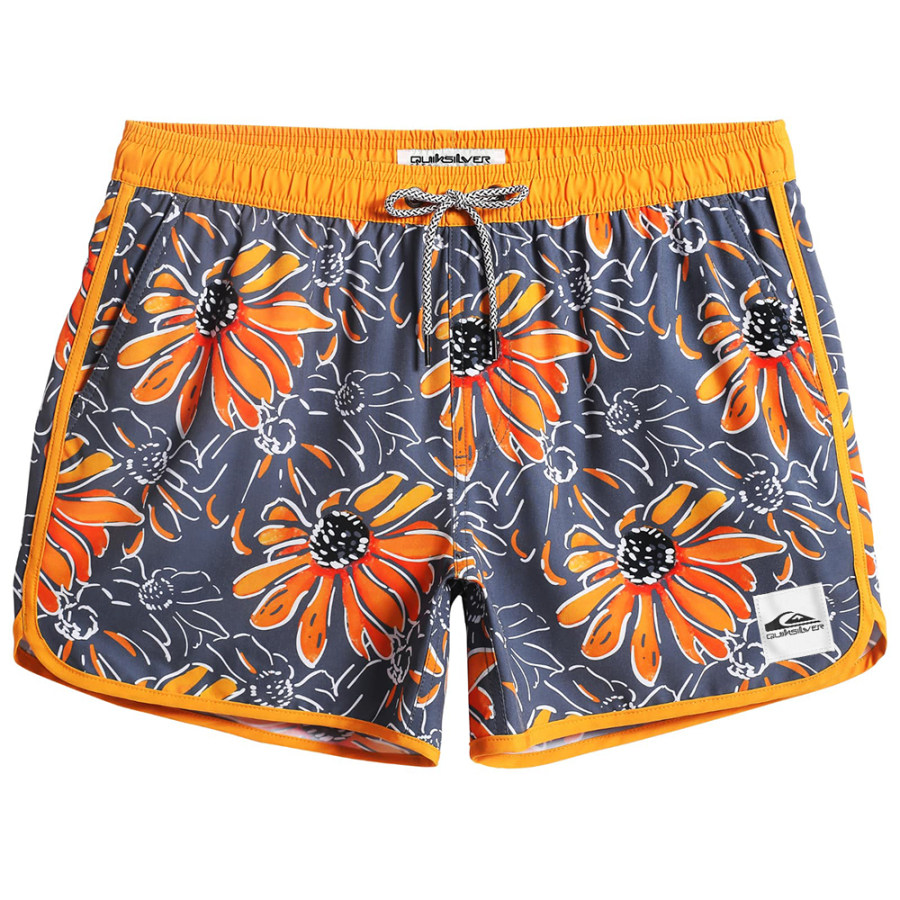 

Quiksilver Mens Sunflower Print Swim Trunks 4.5 Inch Surf Shorts Mesh Lining Beach Shorts