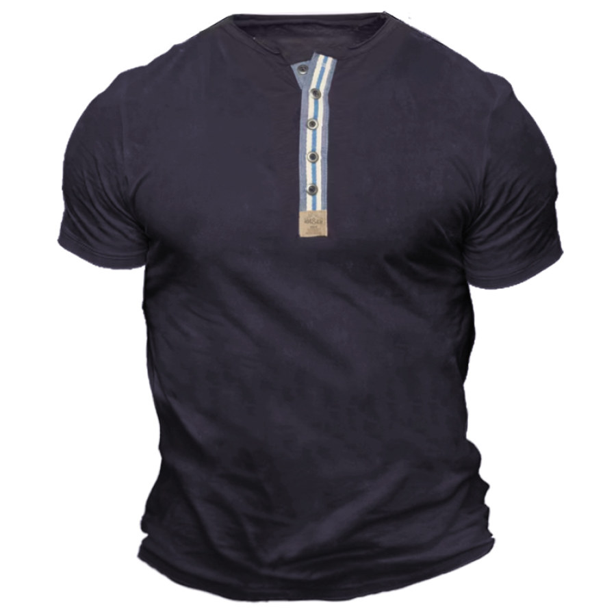 

Мужская футболка с короткими рукавами в стиле ретро с цветными блоками Web Henley