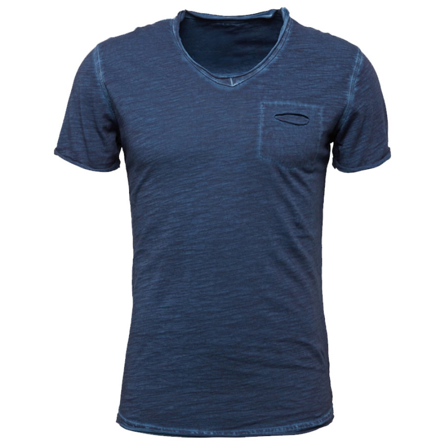 

T-shirt à Manches Courtes Imprimé Vintage Distressed Soda Mit V-Ausschnitt Pour Hommes