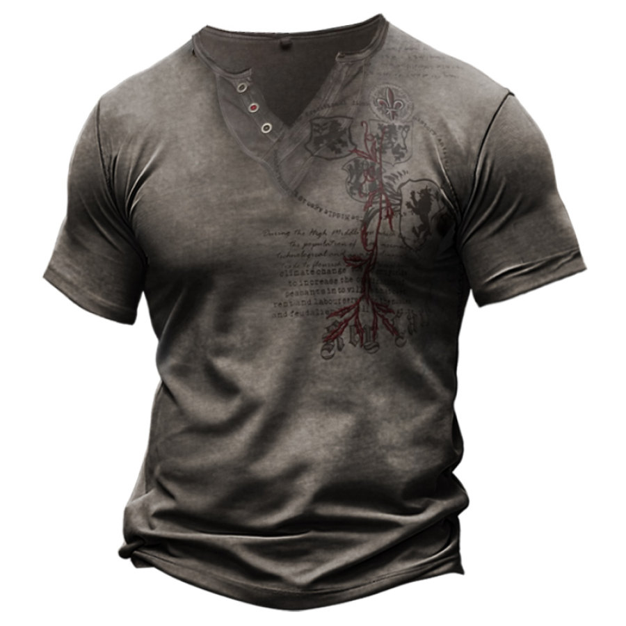 

T-shirt Décontracté à Manches Courtes Imprimé Arme Rétro En Détresse Pour Hommes