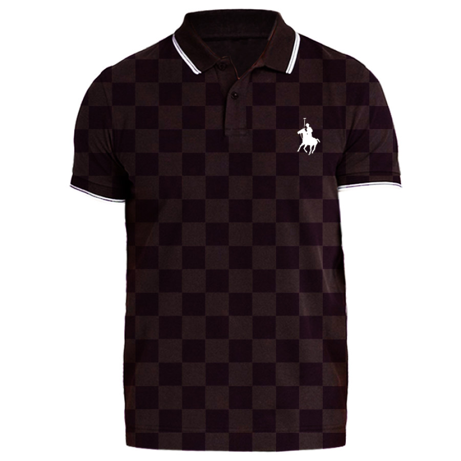 

Men's Spring And Summer Checkerboard Polo Shirt