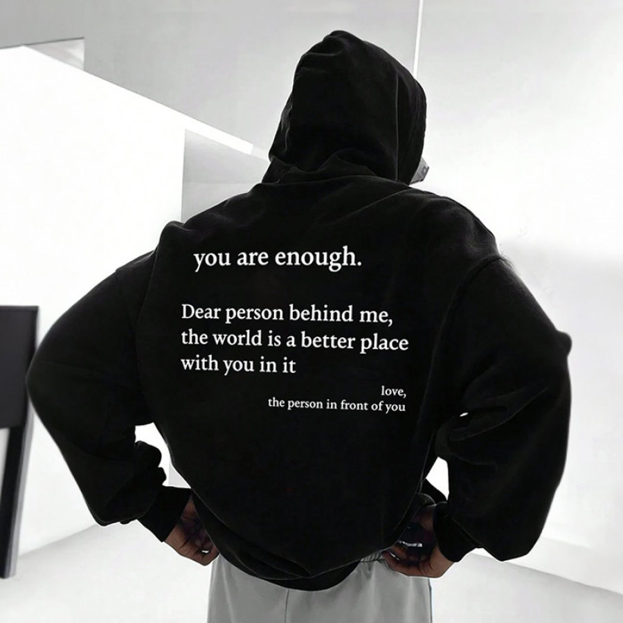 

Sudadera Con Capucha De Gran Tamaño Para Hombre Bolsillo Informal Estampado "You Are Enough"