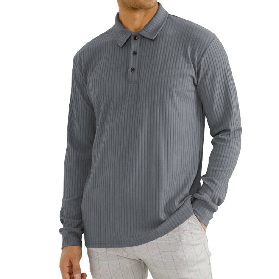 

Polo De Solapa De Camiseta De Manga Larga A Rayas Para Hombre