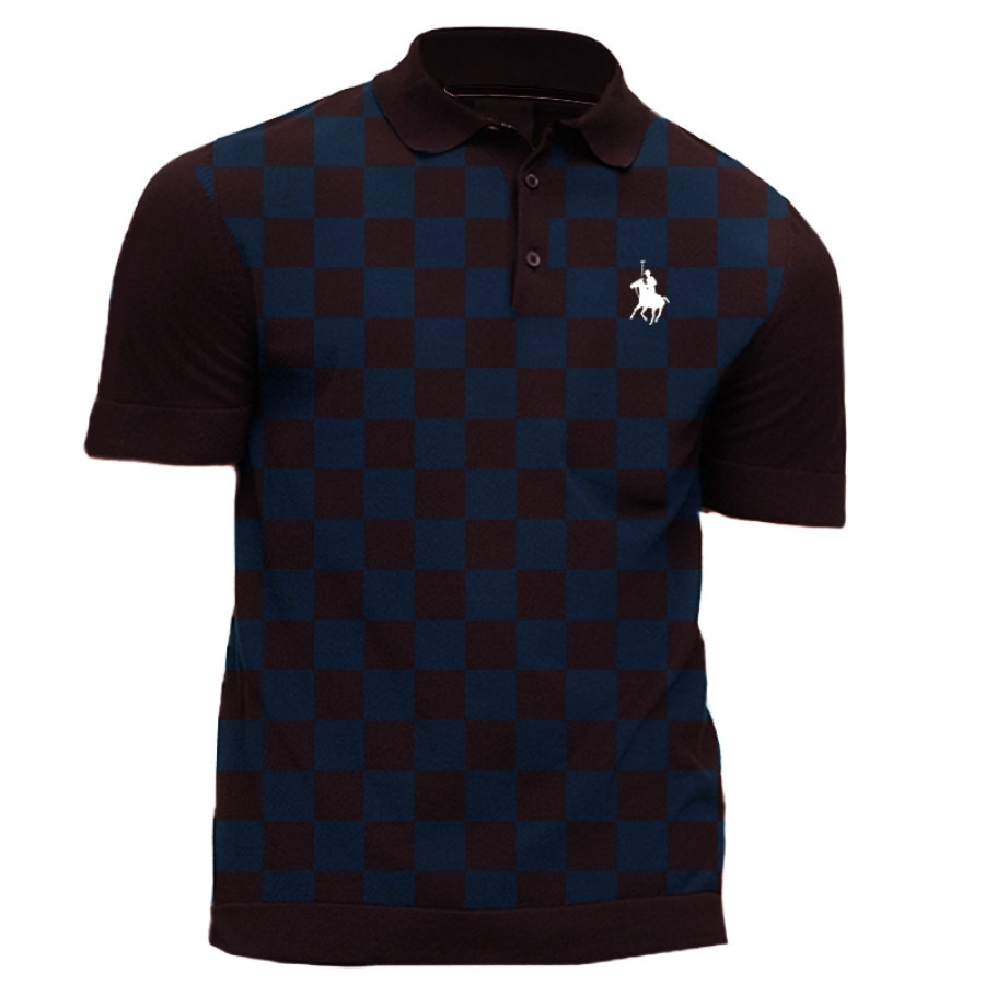 

Men's Checkerboard Contrast Polo Shirt