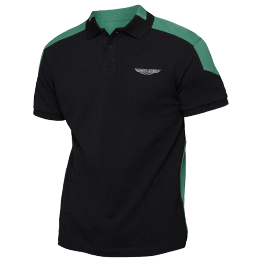 

Lässiges Kurzärmliges Racing-Poloshirt Für Herren Mit Farbblockdesign