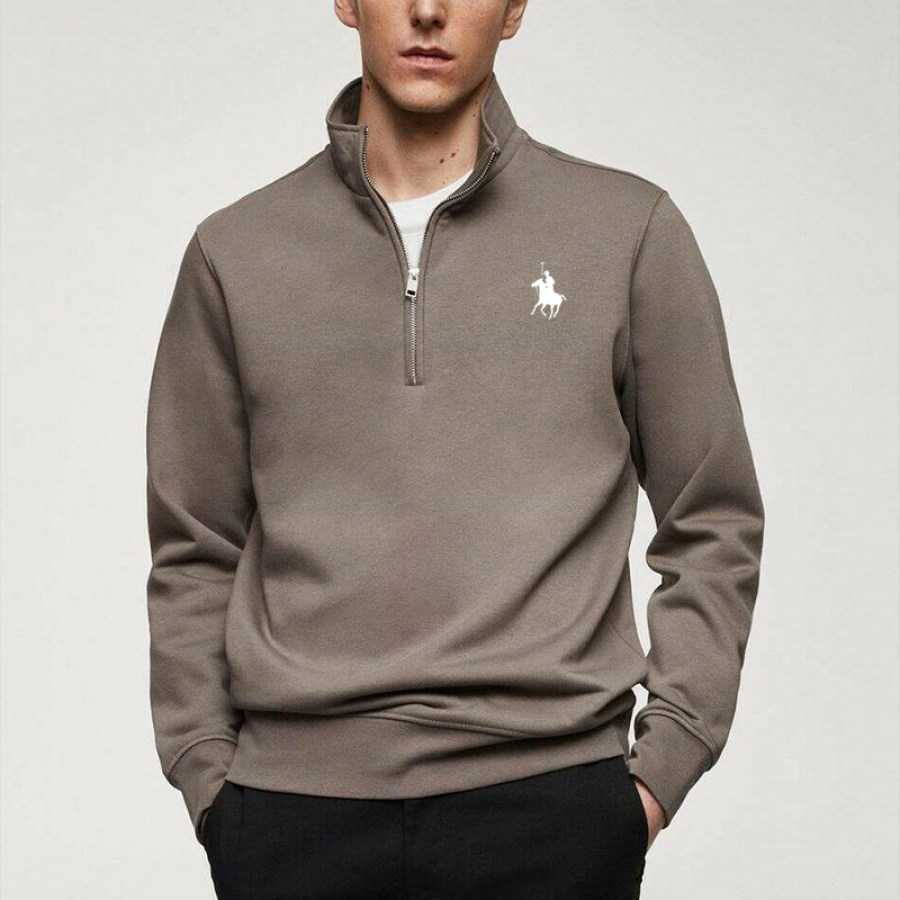 

Sudadera De Manga Larga Con Cremallera Y Cuello Alto Para Hombre