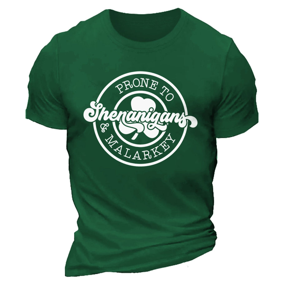 

T-shirt Décontracté à Manches Courtes Et Col Rond Pour Homme Shenanigans St. Patrick's Day Lucky Shamrock