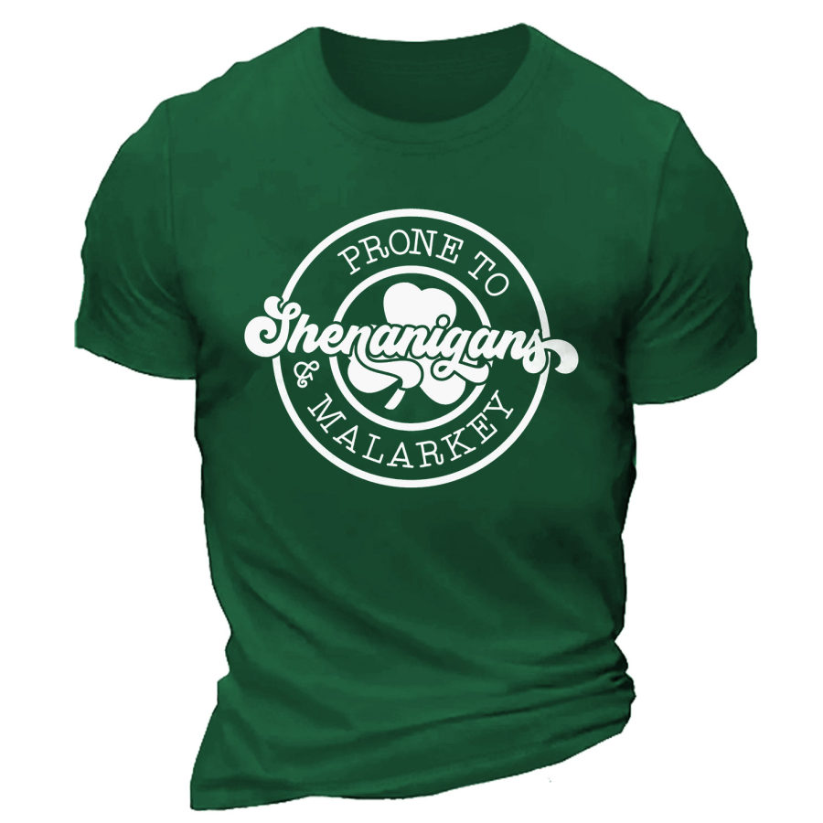 

Camiseta Casual De Manga Corta Con Cuello Redondo Para Hombre Shenanigans St. Patrick's Day Lucky Shamrock