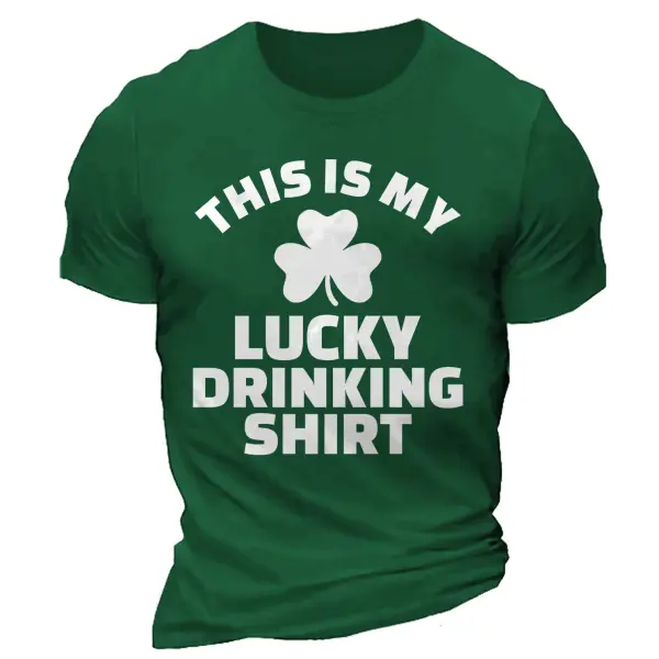 Men's This Is My Lucky Drinking Shirt Shamrock Daily Casual Short Sleeve Crew Neck T-Shirt - Cotosen.com