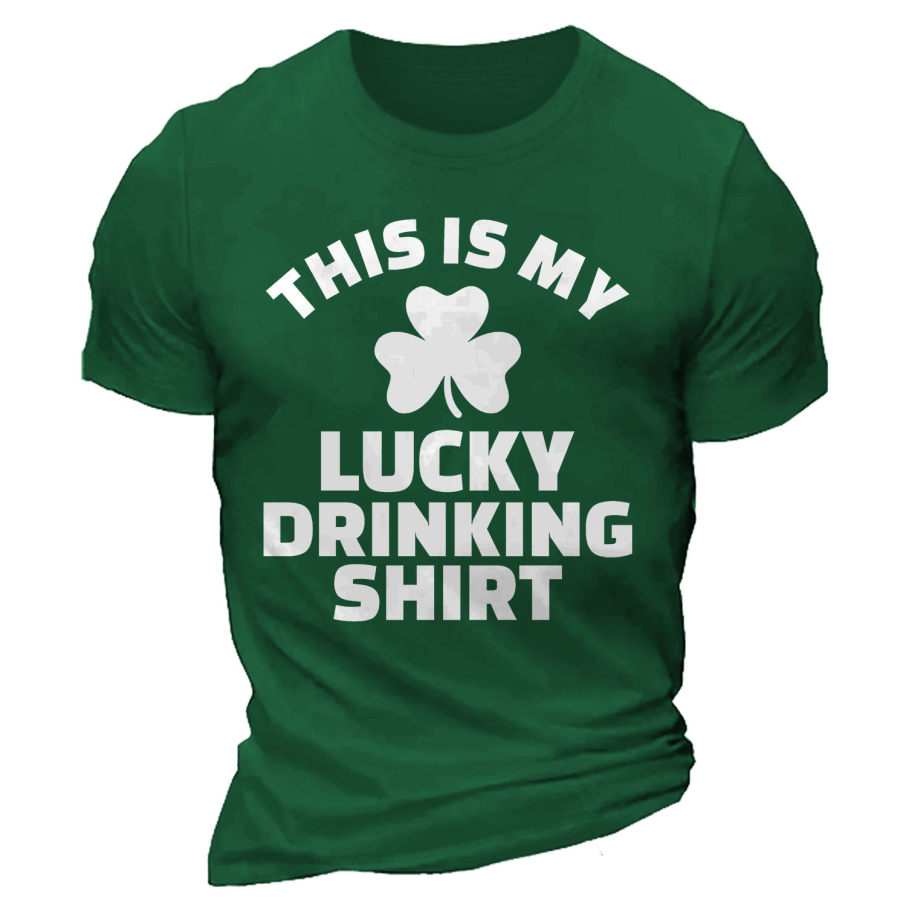 

Men's This Is My Lucky Drinking Shirt Shamrock Daily Casual Short Sleeve Crew Neck T-Shirt