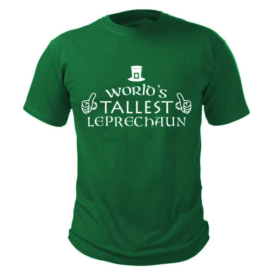 

Мужская повседневная повседневная футболка с коротким рукавом и круглым вырезом «Самый высокий в мире Лепрекон» забавная ирландская футболка ко Дню Святого Патрика