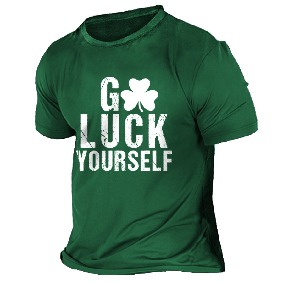 

Мужская повседневная повседневная футболка с короткими рукавами и круглым вырезом Go Luck Yourself Shamrock ко Дню Святого Патрика