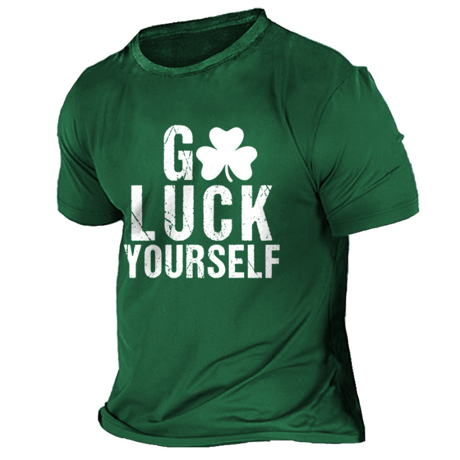 

Camiseta De Manga Corta Con Cuello Redondo Para Hombre Go Luck Yourself Shamrock St. Patrick's Day Daily Casual