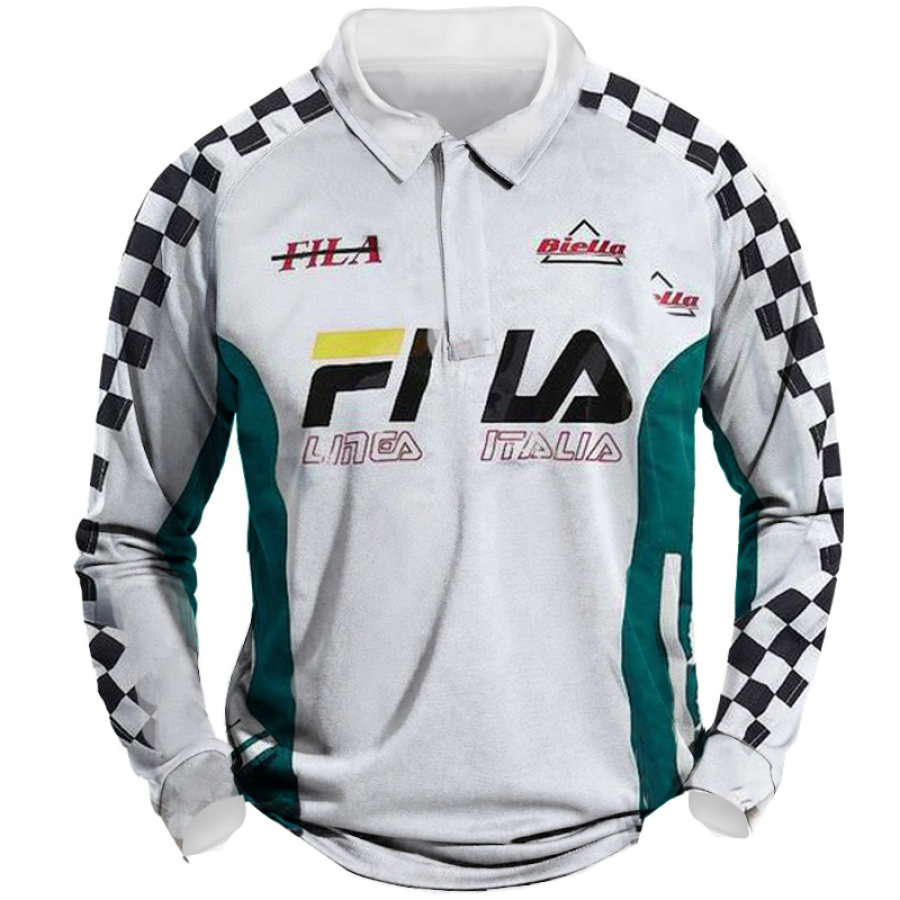 

Polo Imprimé à Manches Longues Pour Hommes T-Shirt De Sport En Plein Air Pour Moto Et Cyclisme