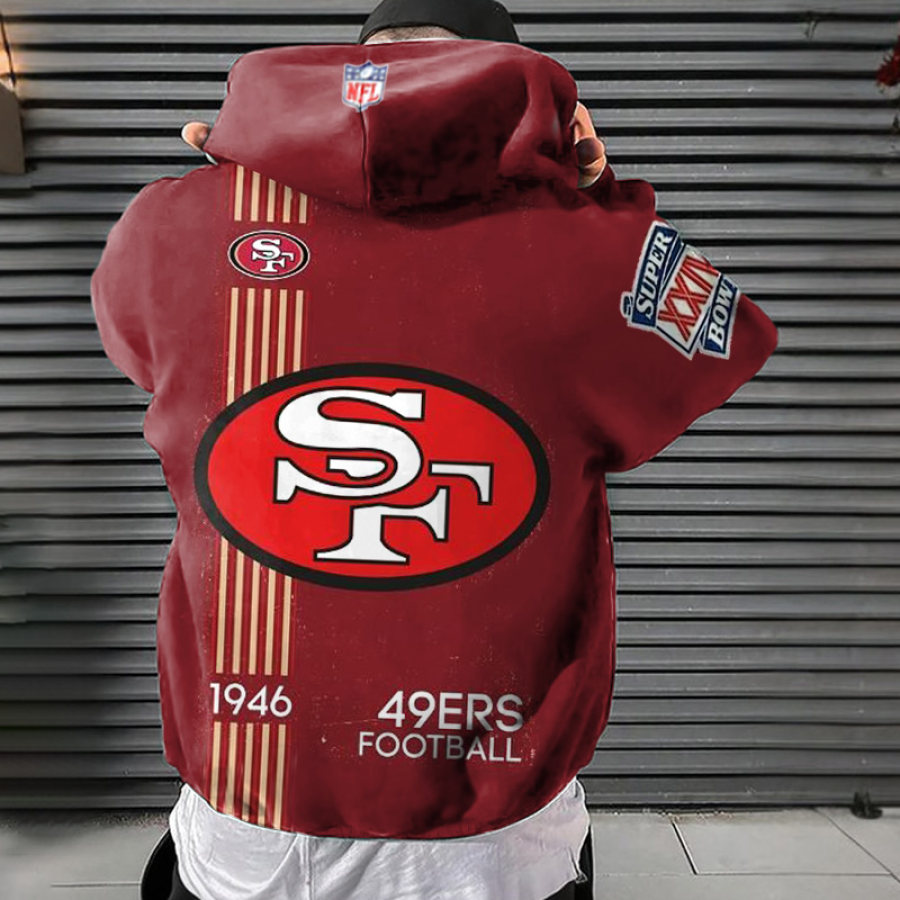 

Sweat à Capuche Surdimensionné Imprimé Super Bowl NFL Des San Francisco 49ers Pour Hommes