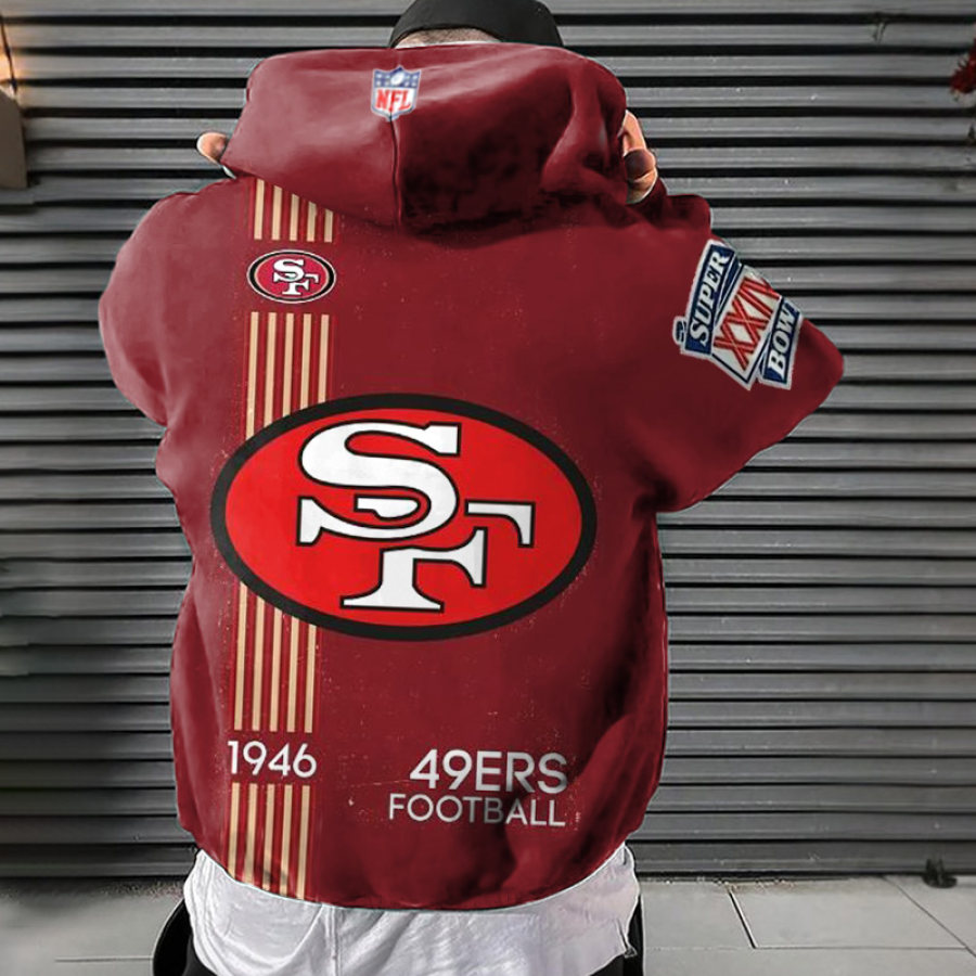 

Bedruckter übergroßer Super Bowl-Kapuzenpullover Der San Francisco 49ers NFL Für Herren