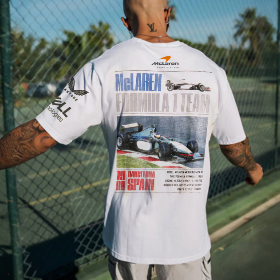 

Мужская повседневная футболка свободного кроя с коротким рукавом для гонок