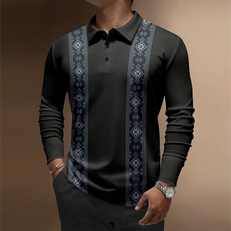 

Рубашка поло для боулинга с длинными рукавами и пуговицами с геометрическим ромбом и цветными блоками