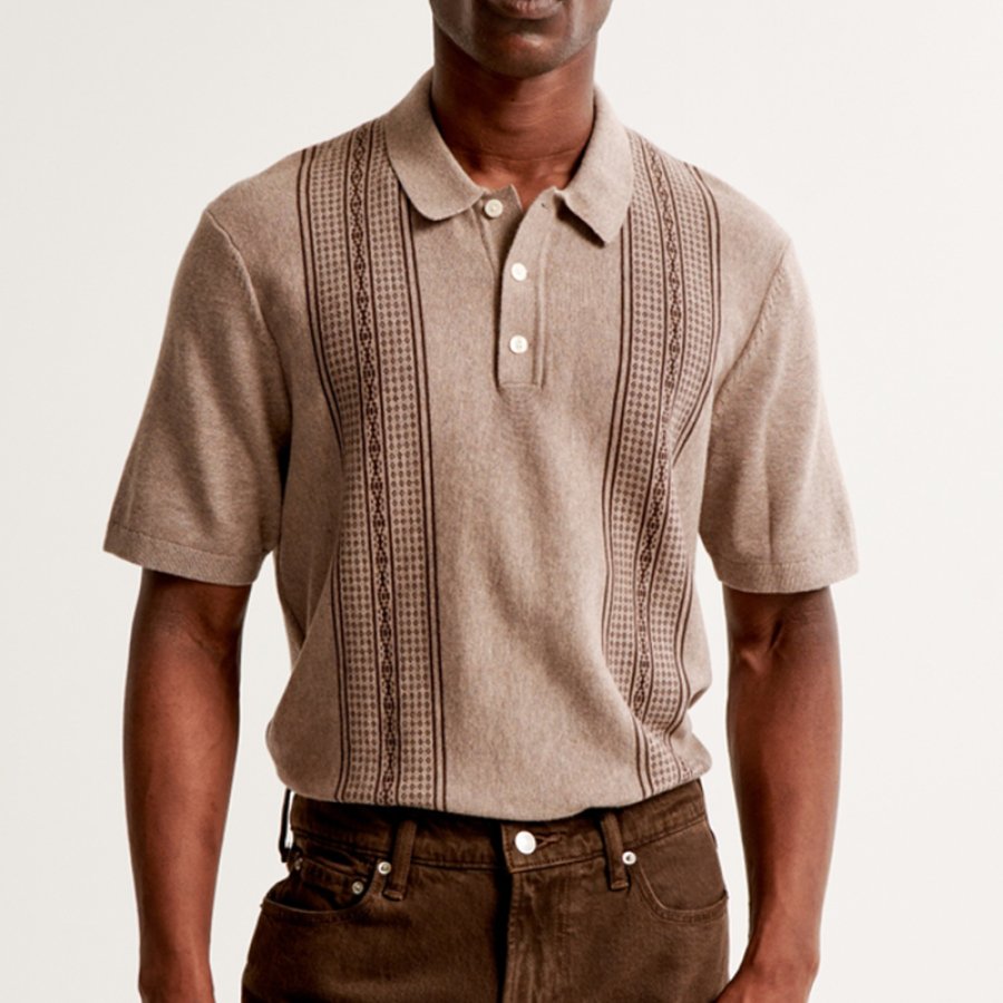 

Men's Business Ethnic Print Polo Shirt