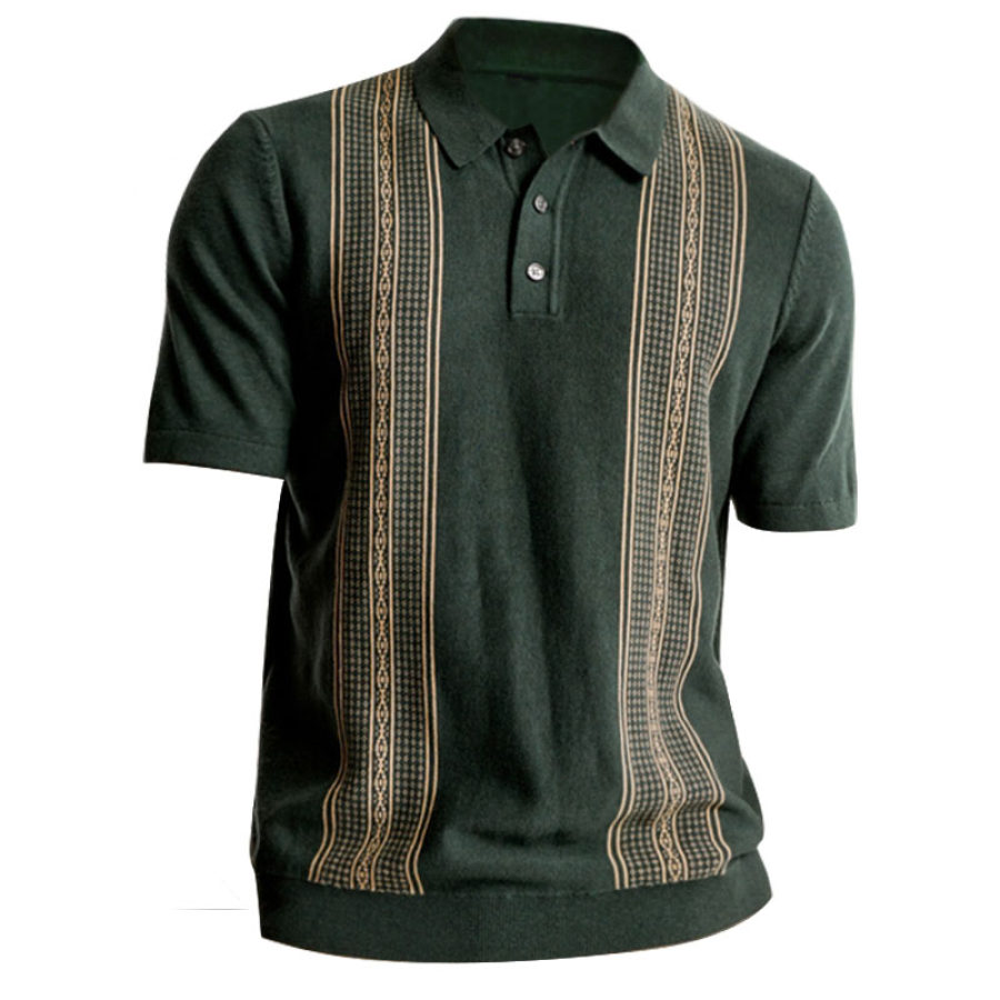 

Men's Business Ethnic Web Print Polo Shirt