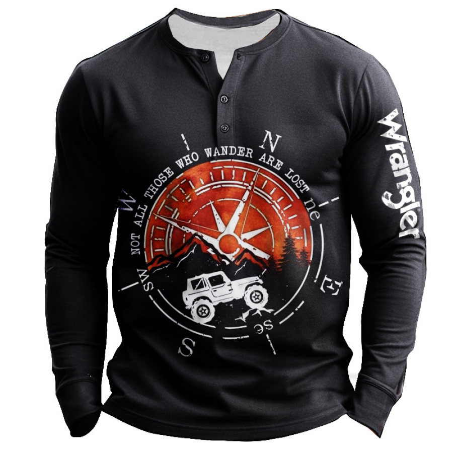 

T-shirt Henry Pour Hommes En Plein Air Jeep Wrangler Imprimé Haut à Manches Longues