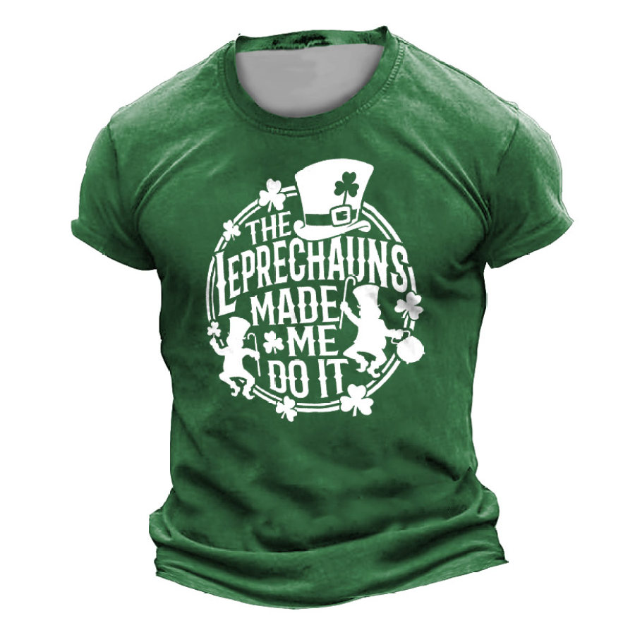 

Camiseta De Manga Corta Con Cuello Redondo Para Hombre The Leprechauns Made Me Do It St. Patrick's Day Shamrock Lucky You Print Daily