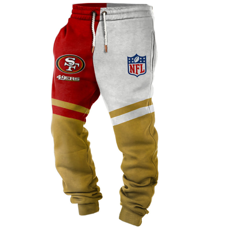 

Pantalones Casuales Con Bloques De Color Del Super Bowl De La NFL Estampados De Los San Francisco 49ers Para Hombre