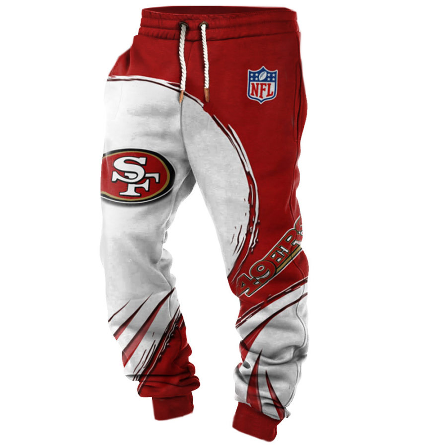 

Pantalones Casuales Con Cordón Y Estampado Del Super Bowl De La NFL De Los San Francisco 49ers Para Hombre