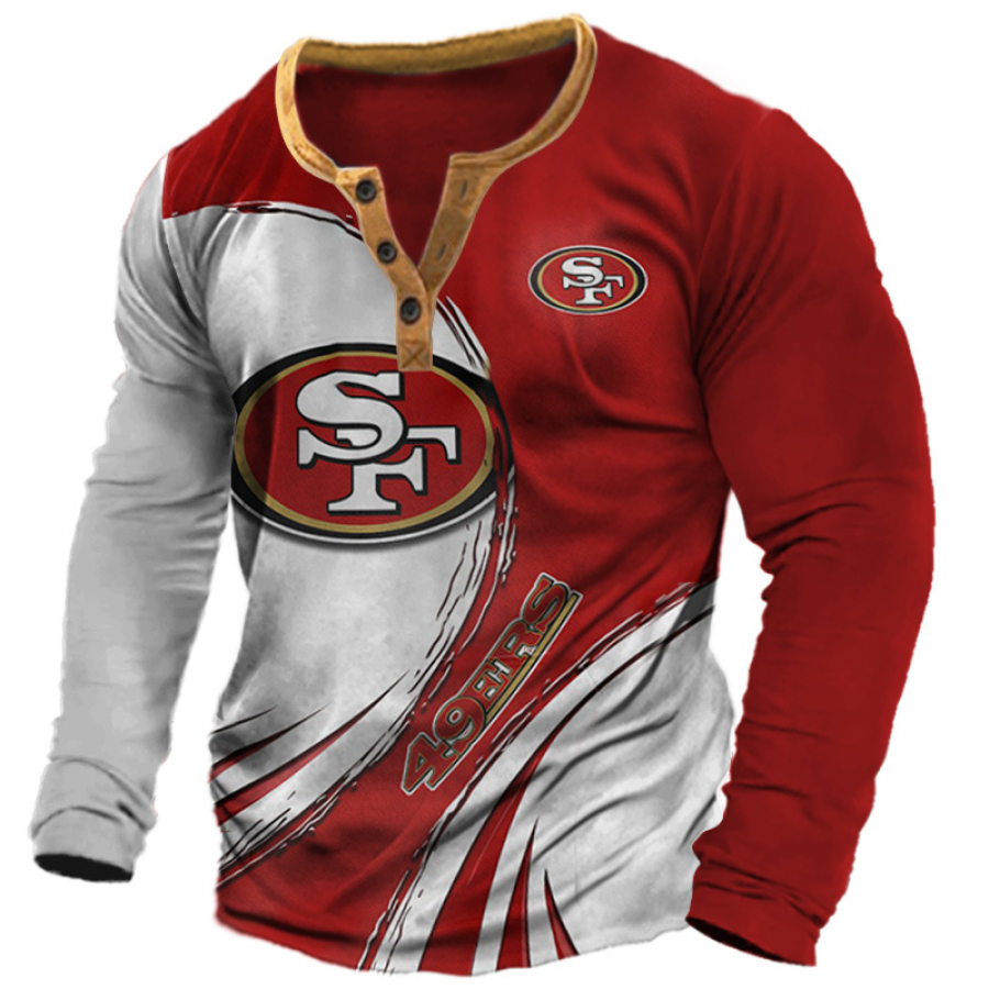

Camiseta Henley Informal Del Super Bowl De La NFL Con Estampado De Los San Francisco 49ers Para Hombre