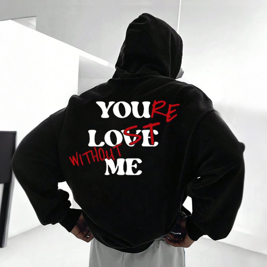 

Men's Slogan Graphic Valentine's Day Drawstring Hoodie You Love Me