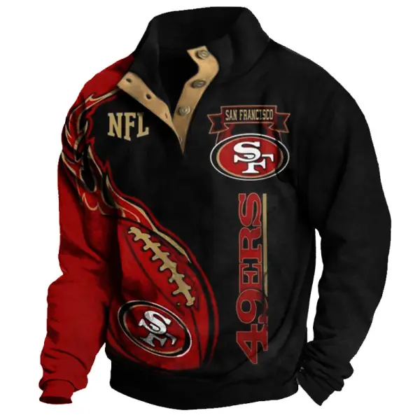 Men's San Francisco 49ers Printed NFL Super Bowl Color Block Sweatshirt - Cotosen.com