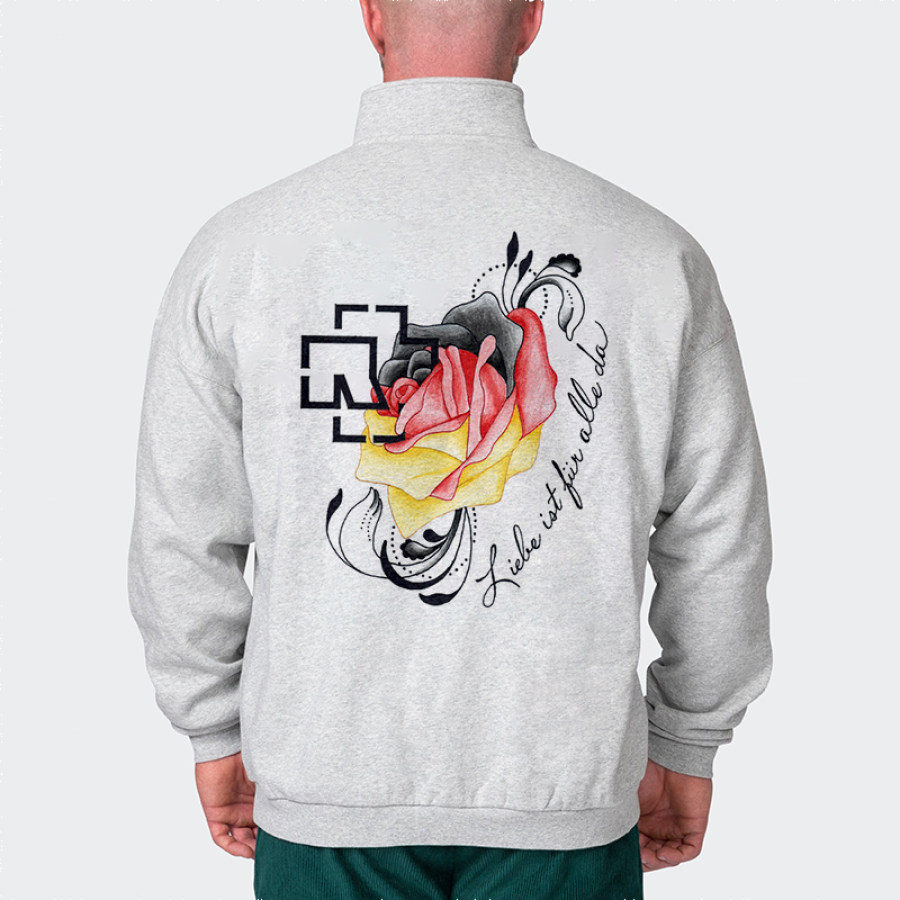 

Rammstein Rock Band Colorful Rose Langarm-Sweatshirt Mit Halbem Reißverschluss Für Herren