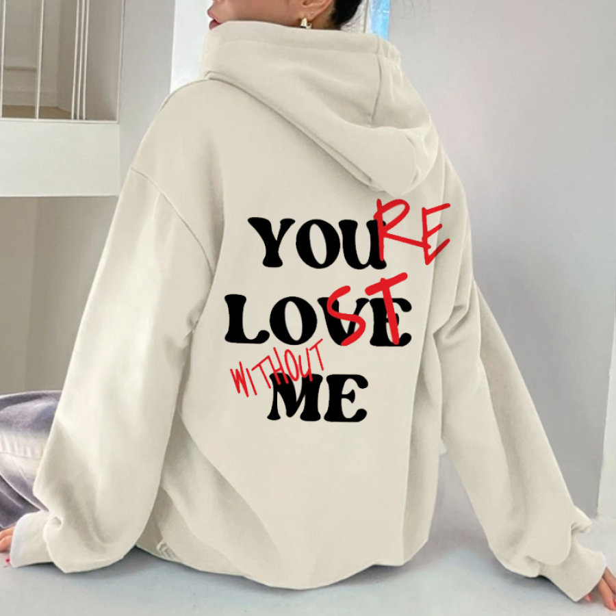 

Women's Slogan Graphic Valentine's Day Drawstring Hoodie You Love Me