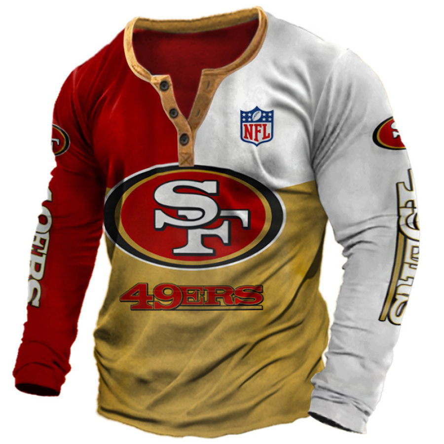 

Мужские повседневные футболки с принтом San Francisco 49ers NFL Super Bowl Henley