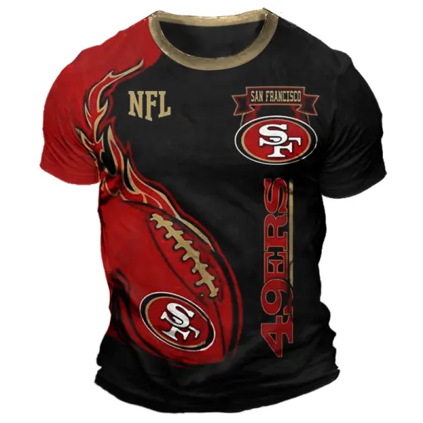 Men's San Francisco 49ers Printed NFL Super Bowl Casual Short Sleeve T-Shirt - Cotosen.com