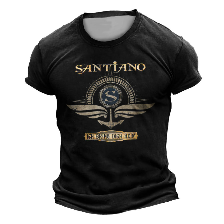 

Herren-T-Shirt „Santiano Rock Band Print Daily“ Mit Kurzen Ärmeln Und Rundhalsausschnitt