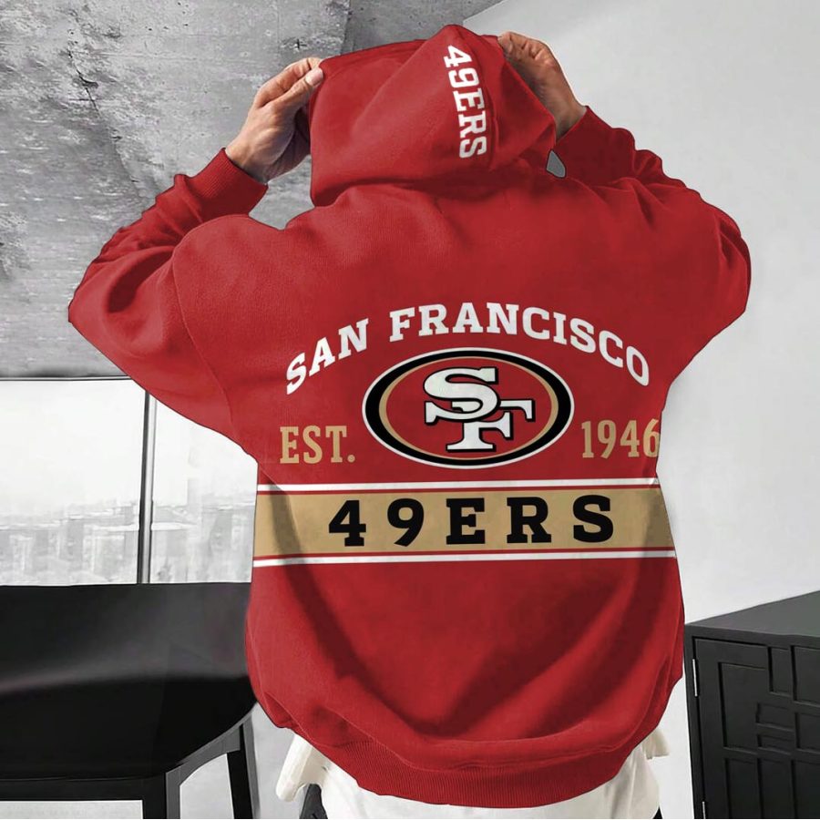 

Sudadera Con Capucha Extragrande Informal Con Estampado NFL De Los San Francisco 49ers Para Hombre