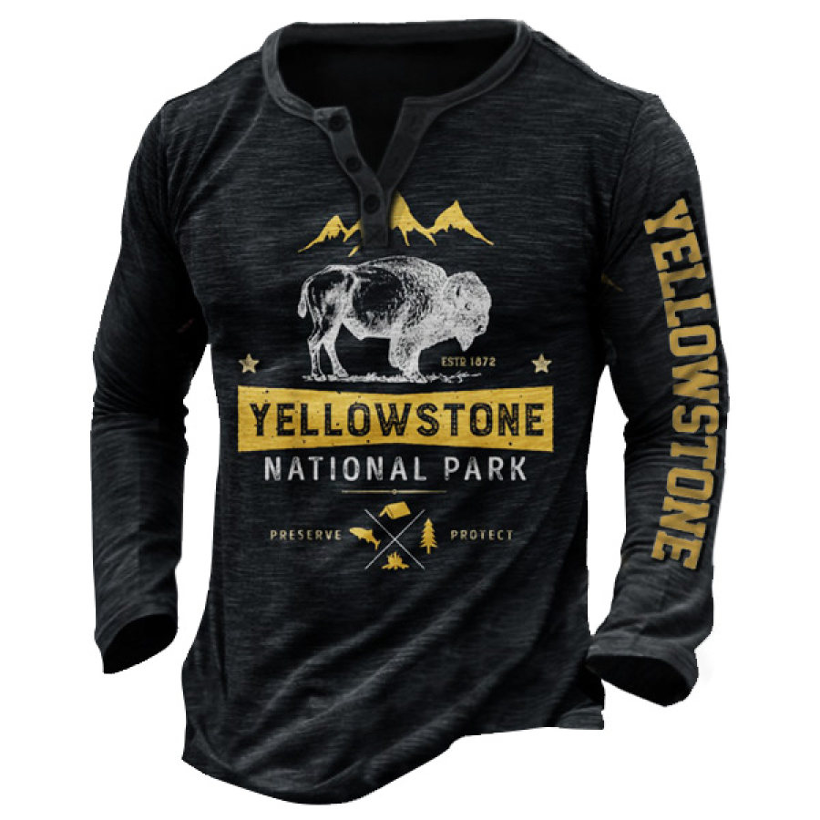 

Haut à Col Henley Et Manches Longues Imprimé Yellowstone Pour Hommes