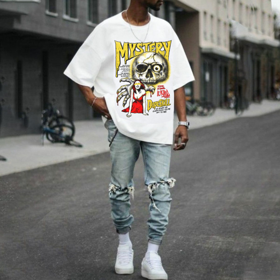 

Tee-shirt Surdimensionné Mystery Ghostly Grasp Graphic Street Fashion Manches Courtes Tendance